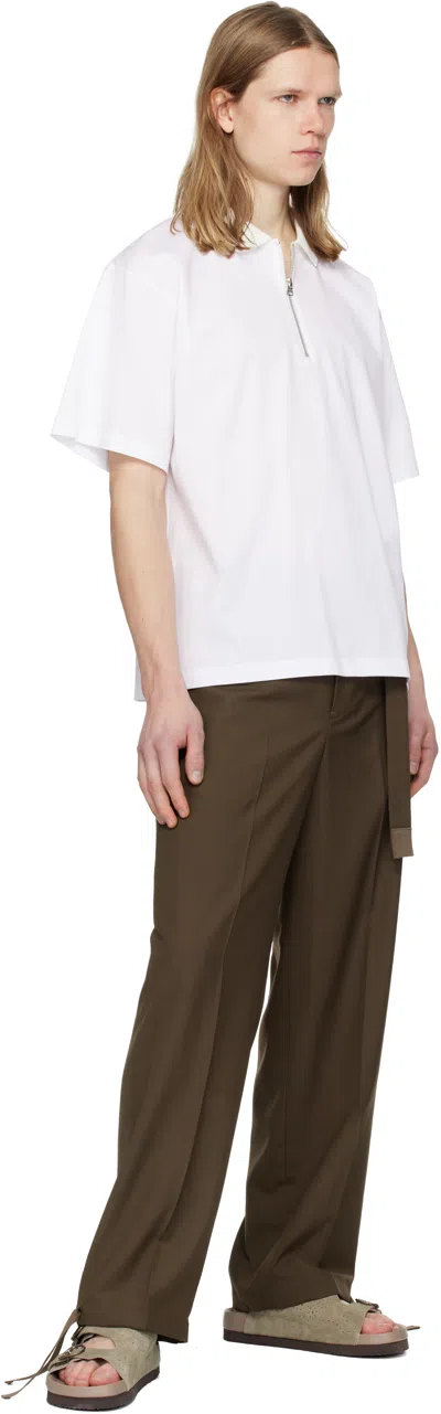 Sacai White Cotton Jersey Polo In Animal Print