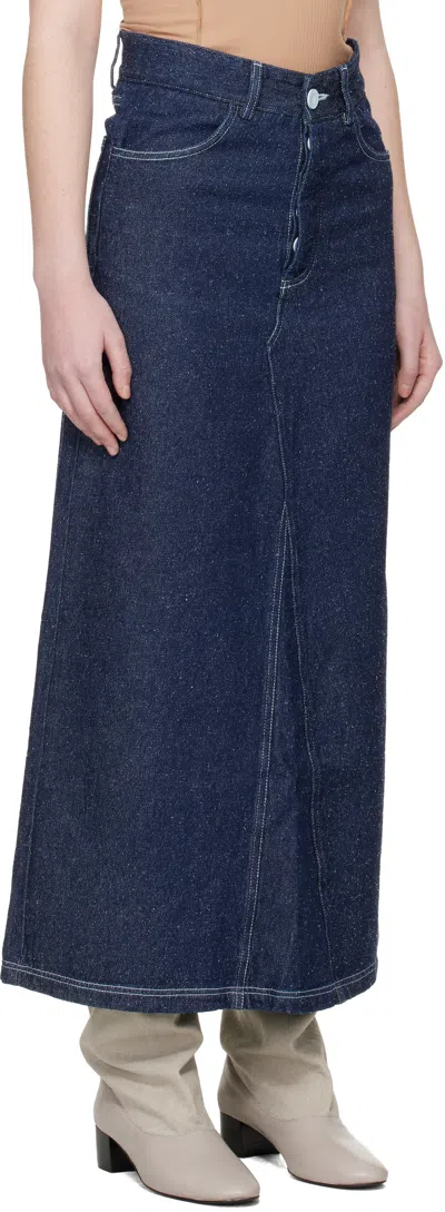 Baserange Belt Loop Midi Skirt In Blue