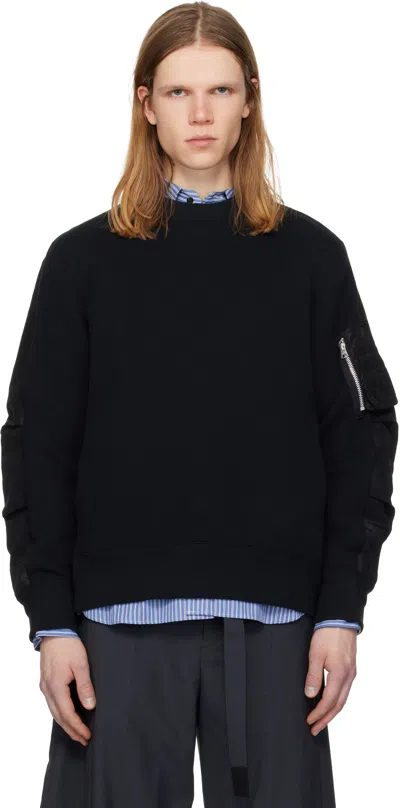 Sacai Black Sponge Sweat Pullover Sweatshirt In Multi