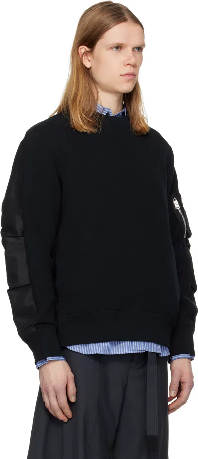 Sacai Black Sponge Sweat Pullover Sweatshirt In Multi
