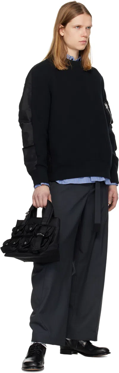 Sacai Black Sponge Sweat Pullover Sweatshirt In Multi