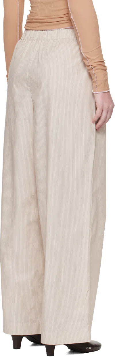 Baserange Striped Elasticated Trousers In Neutral