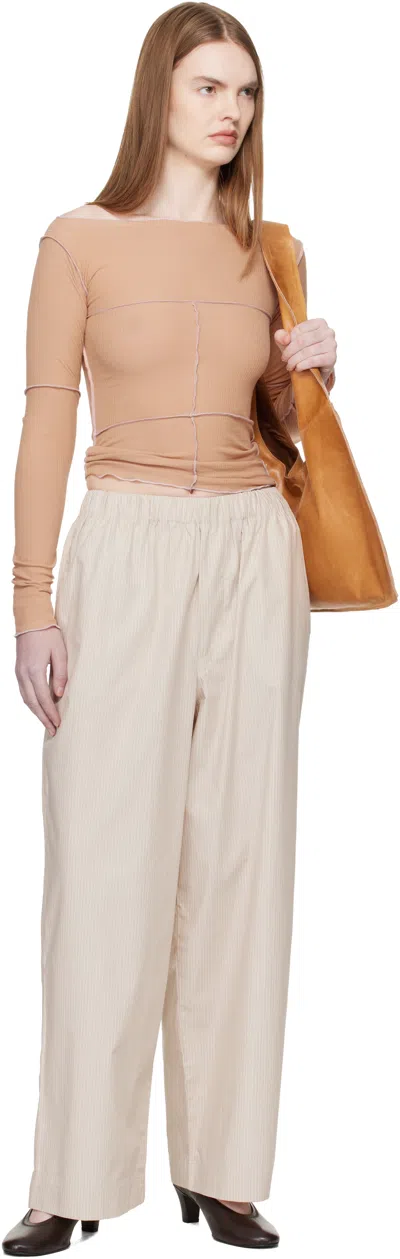 Baserange Striped Elasticated Trousers In Neutral