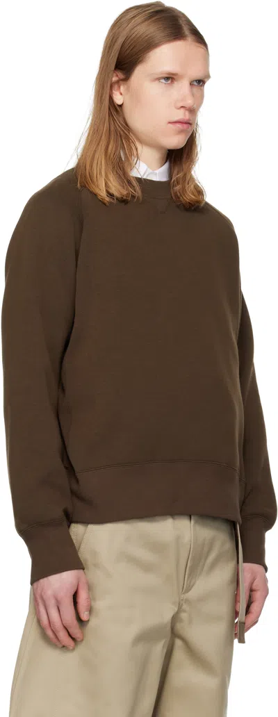 Sacai Brown Sponge Pullover Sweatshirt In Burgundy