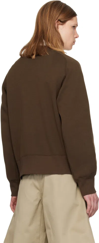 Sacai Brown Sponge Pullover Sweatshirt In Burgundy