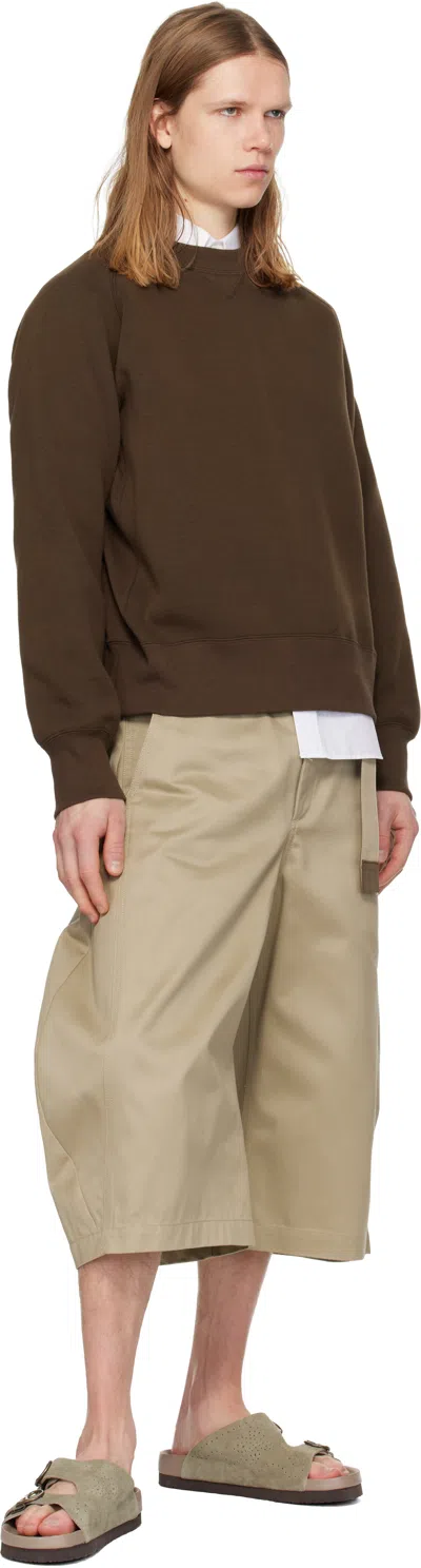 Sacai Brown Sponge Pullover Sweatshirt In Burgundy