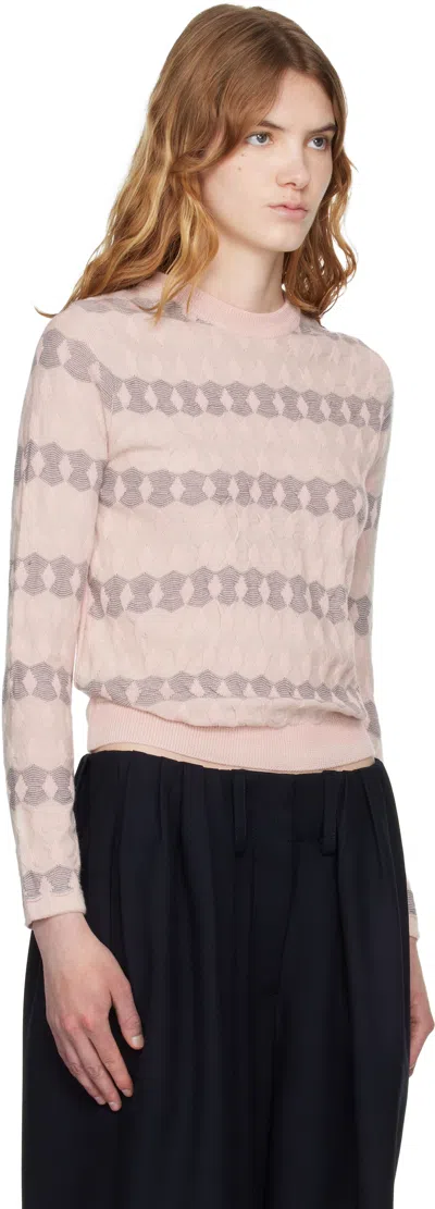 Open Yy Pink Jacquard Pullover Sweater In Pink
