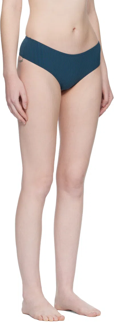 Fruity Booty Blue Bream Stripe Bikini Bottom In Blue