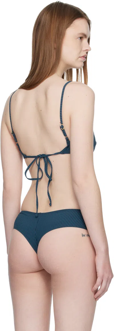 Fruity Booty Navy Bream Stripe Bikini Top In Blue