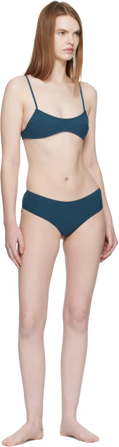Fruity Booty Navy Bream Stripe Bikini Top In Blue