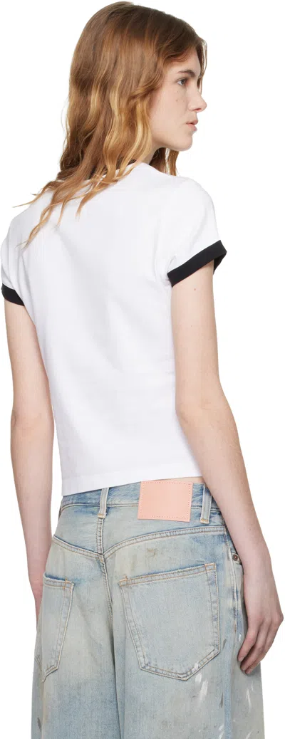 Off-white White Embroidered Script Fitted T-shirt In Multi