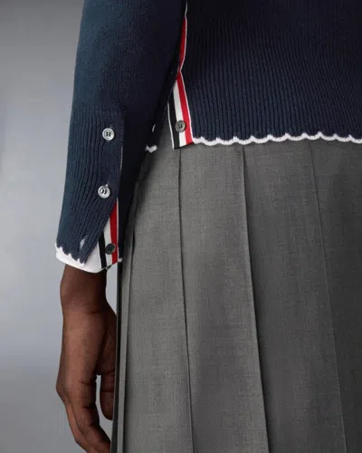 Thom Browne Merino Wool Holiday Hector Pullover In Blue