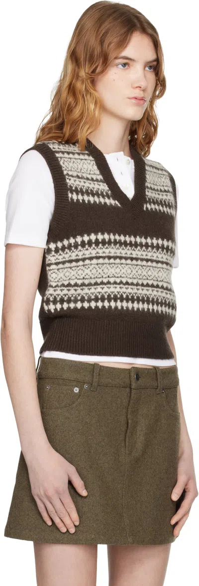 A.p.c. Brown Wool Sweater Vest In Multi