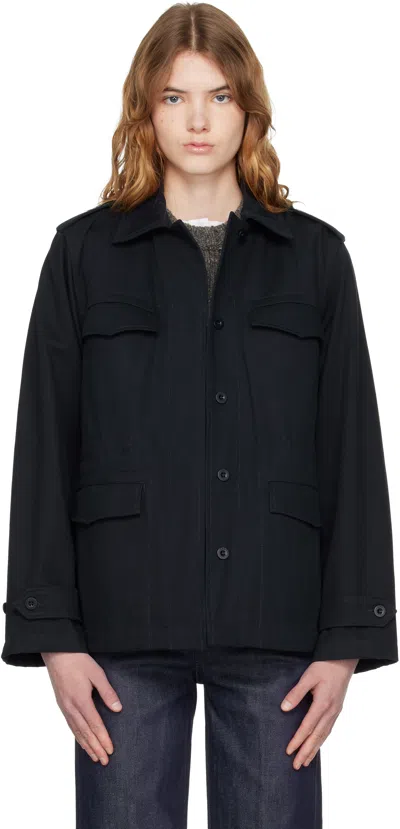 A.p.c. Navy Belted Jacket In Blue