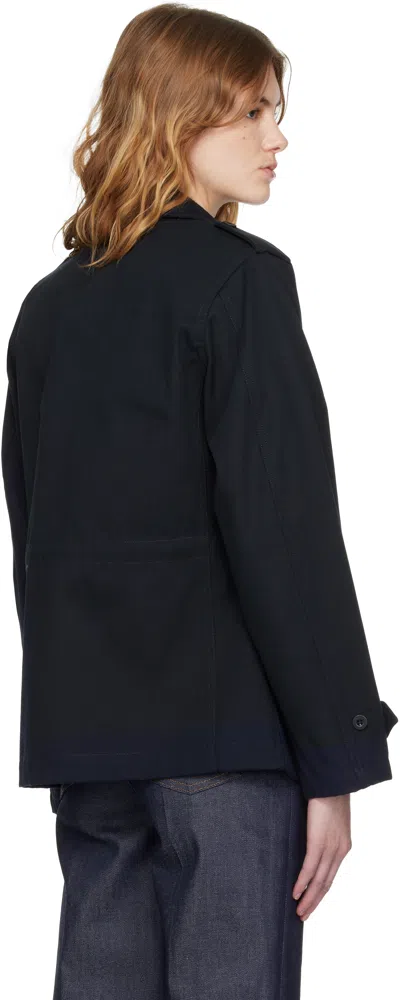 A.p.c. Navy Belted Jacket In Blue