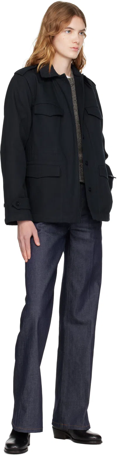 A.p.c. Navy Belted Jacket In Blue
