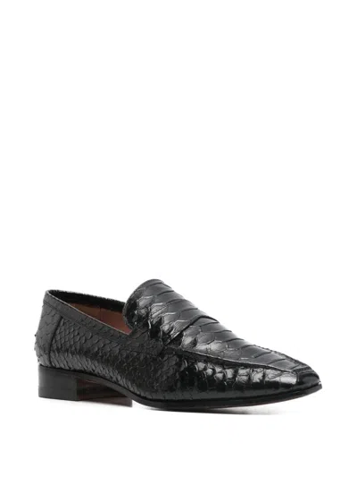 Paris Texas Loafers In Black Printed Python Leather In Black