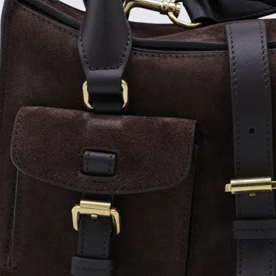 Mulberry Roxanne Brown Small Handbag With Adjustable And Removable Shoulder Strap And Two Front Pockets In Su
