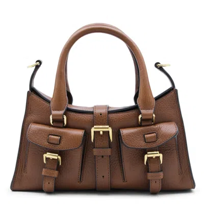 Mulberry Roxanne Brown Small Handbag With Adjustable And Removable Shoulder Strap And Two Front Pockets In Le