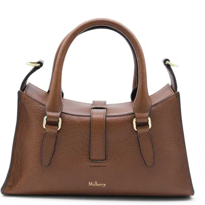Mulberry Roxanne Brown Small Handbag With Adjustable And Removable Shoulder Strap And Two Front Pockets In Le