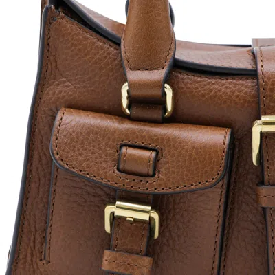 Mulberry Roxanne Brown Small Handbag With Adjustable And Removable Shoulder Strap And Two Front Pockets In Le