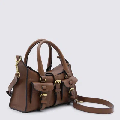 Mulberry Roxanne Brown Small Handbag With Adjustable And Removable Shoulder Strap And Two Front Pockets In Le