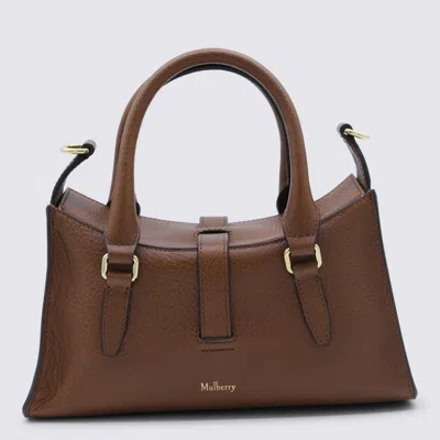 Mulberry Roxanne Brown Small Handbag With Adjustable And Removable Shoulder Strap And Two Front Pockets In Le