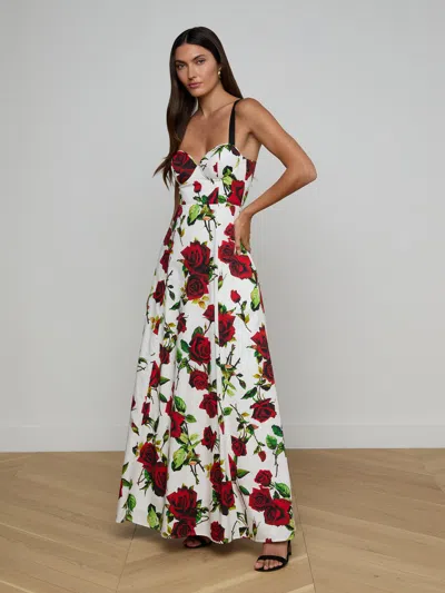 L'agence Sutton Sweetheart Neck Maxi Dress In Multi