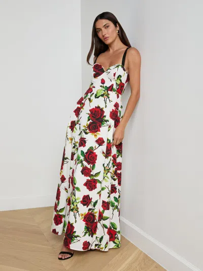 L'agence Sutton Sweetheart Neck Maxi Dress In Multi