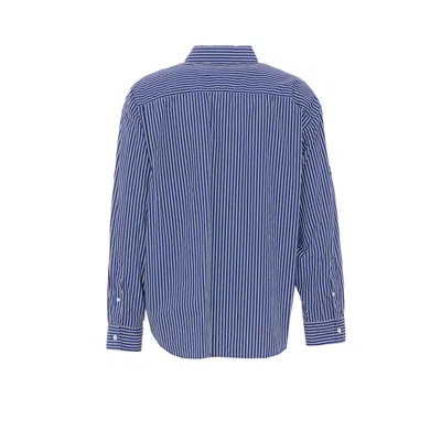 Balenciaga Poplin Shirt Striped Long Sleeves Pocket In Blue
