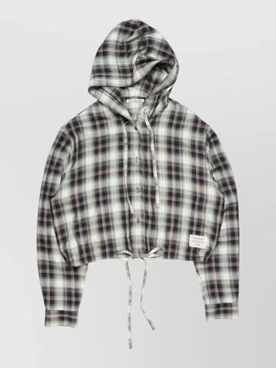 Acne Studios Hooded Nylon Silk Jacket Checked Pattern In Multi