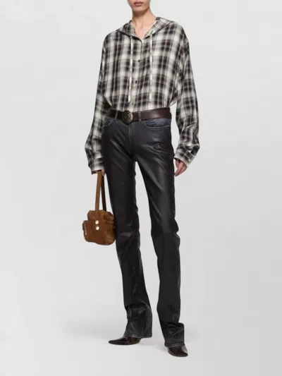 Acne Studios Hooded Nylon Silk Jacket Checked Pattern In Multi