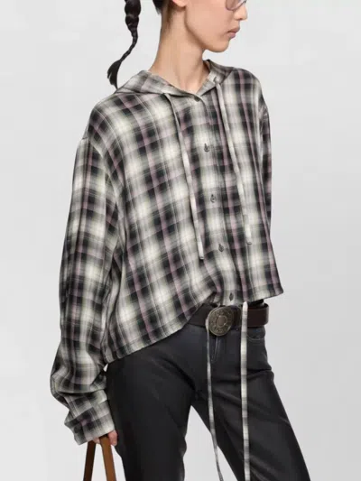 Acne Studios Hooded Nylon Silk Jacket Checked Pattern In Multi