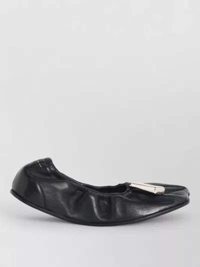 Mm6 Maison Margiela Soft Leather Ballerina Flats With Gathered Edging In Multi