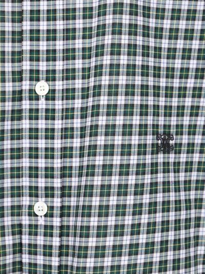 Celine Long Sleeve Checked Shirt Button Down Collar In Green