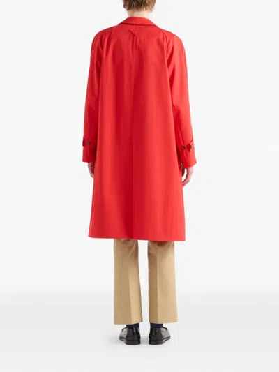 Prada Technical Gabardine Coat In Red