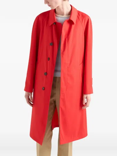 Prada Technical Gabardine Coat In Red