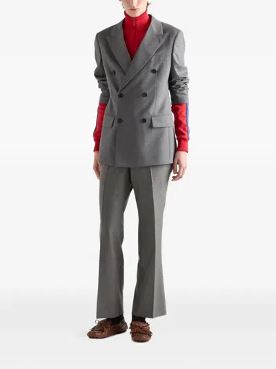 Prada Double-breasted Peak-lapels Blazer In Brown