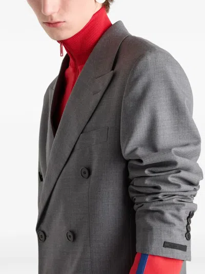 Prada Double-breasted Peak-lapels Blazer In Brown