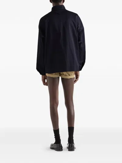 Prada Stand-up Collar Triangle-logo Jacket In Blue