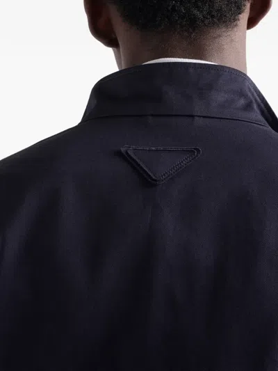 Prada Stand-up Collar Triangle-logo Jacket In Blue