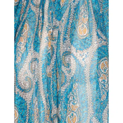Etro Multicolor Silk Pattern Shirt In Blue