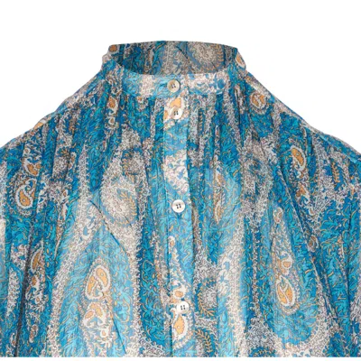Etro Multicolor Silk Pattern Shirt In Blue
