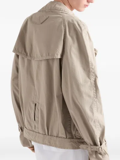 Prada Men's Technical Cotton Jacket In Neutral
