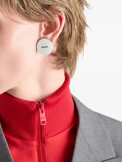 Prada Graphic Earring In Metallic