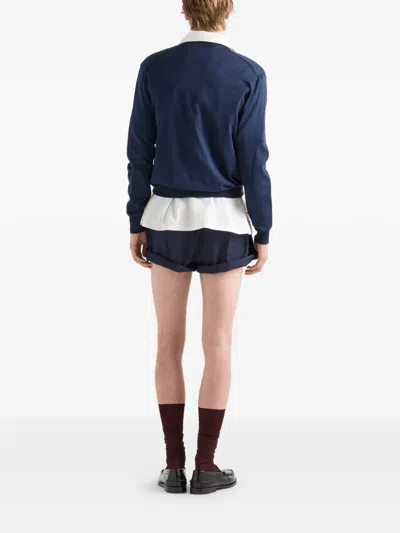 Prada Elasticated-waist Cargo Shorts In Blue