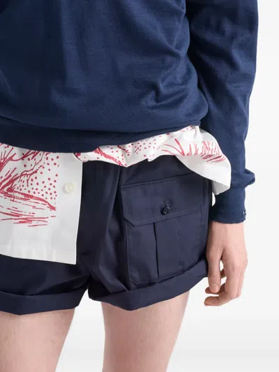 Prada Elasticated-waist Cargo Shorts In Blue