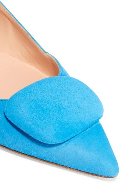 Shop Rupert Sanderson Aga Suede Point-toe Flats In Bright Blue