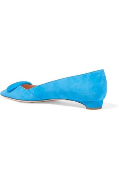 Shop Rupert Sanderson Aga Suede Point-toe Flats In Bright Blue