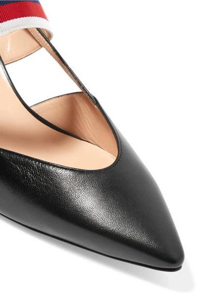 Shop Gucci Grosgrain-trimmed Leather Pumps